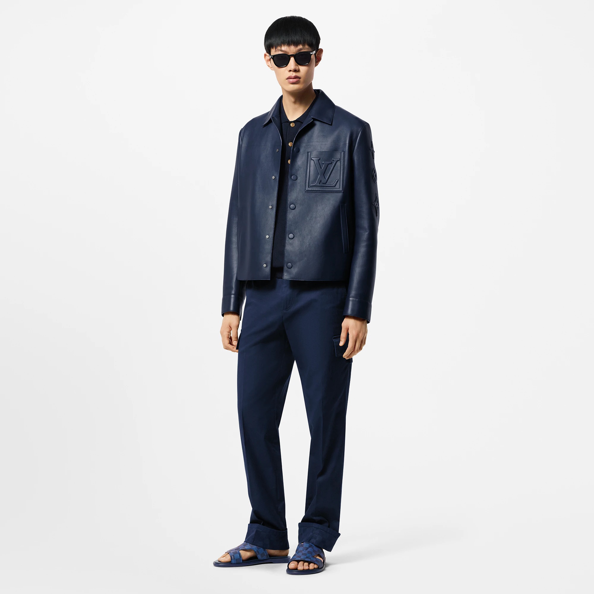 Chic Leather Blouson With 3D Details - 4