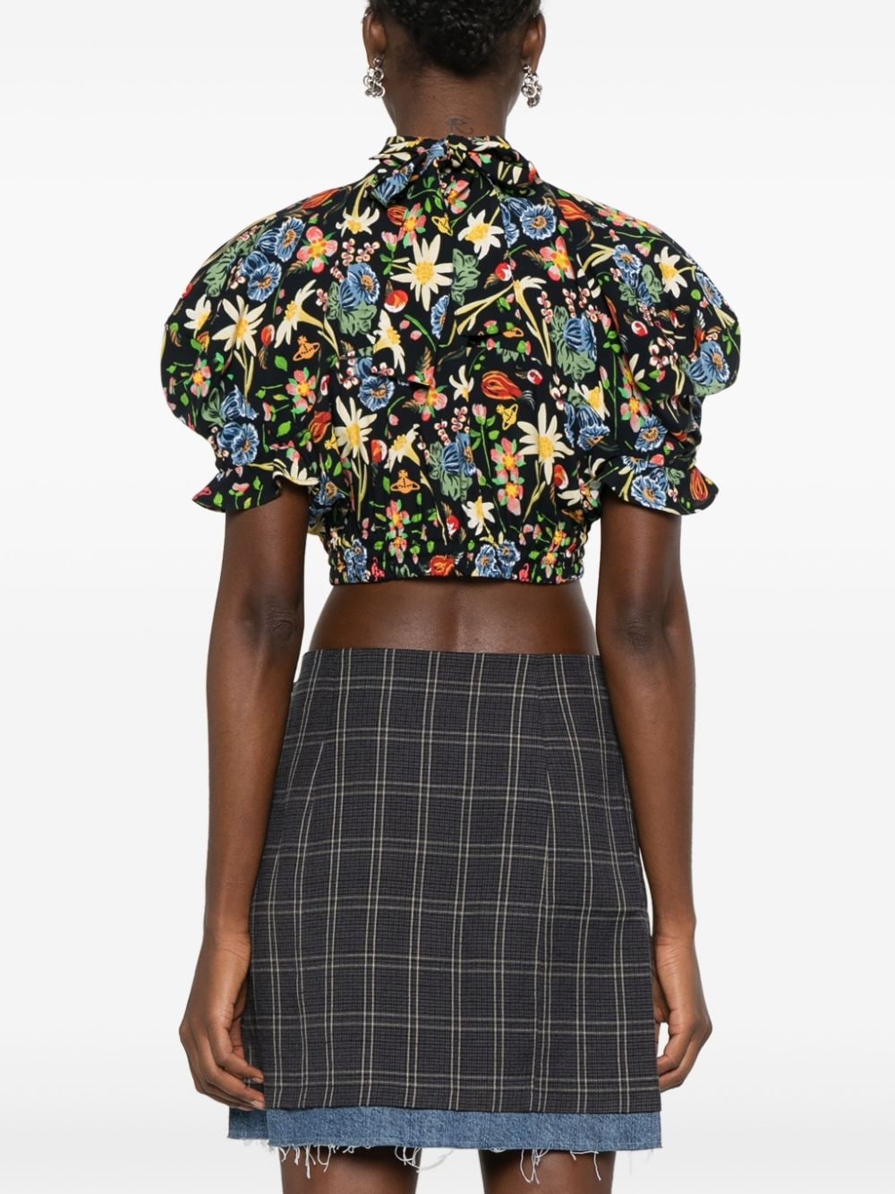floral cropped blouse - 4