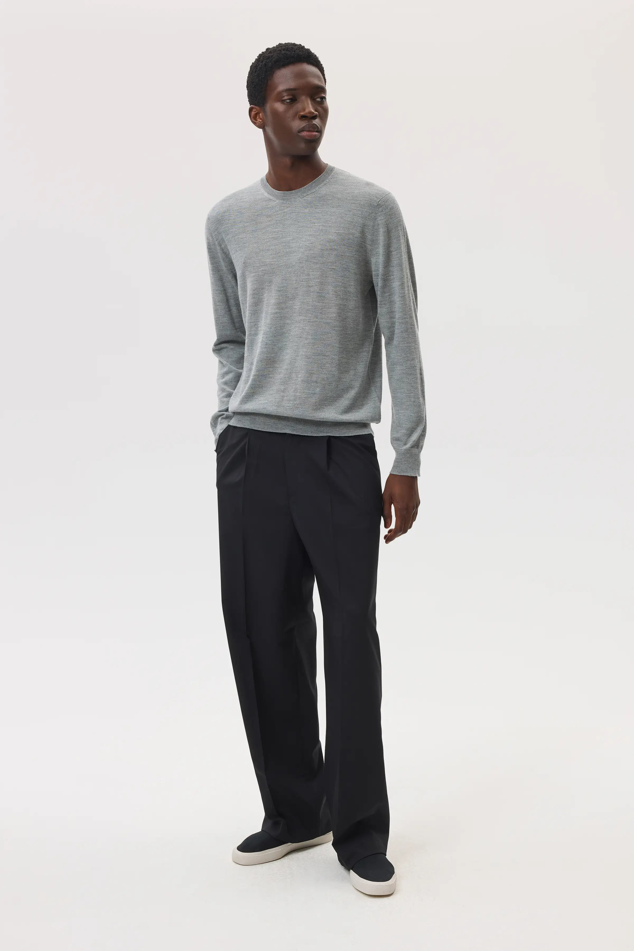 Merino Round Neck Grey Jumper - 2