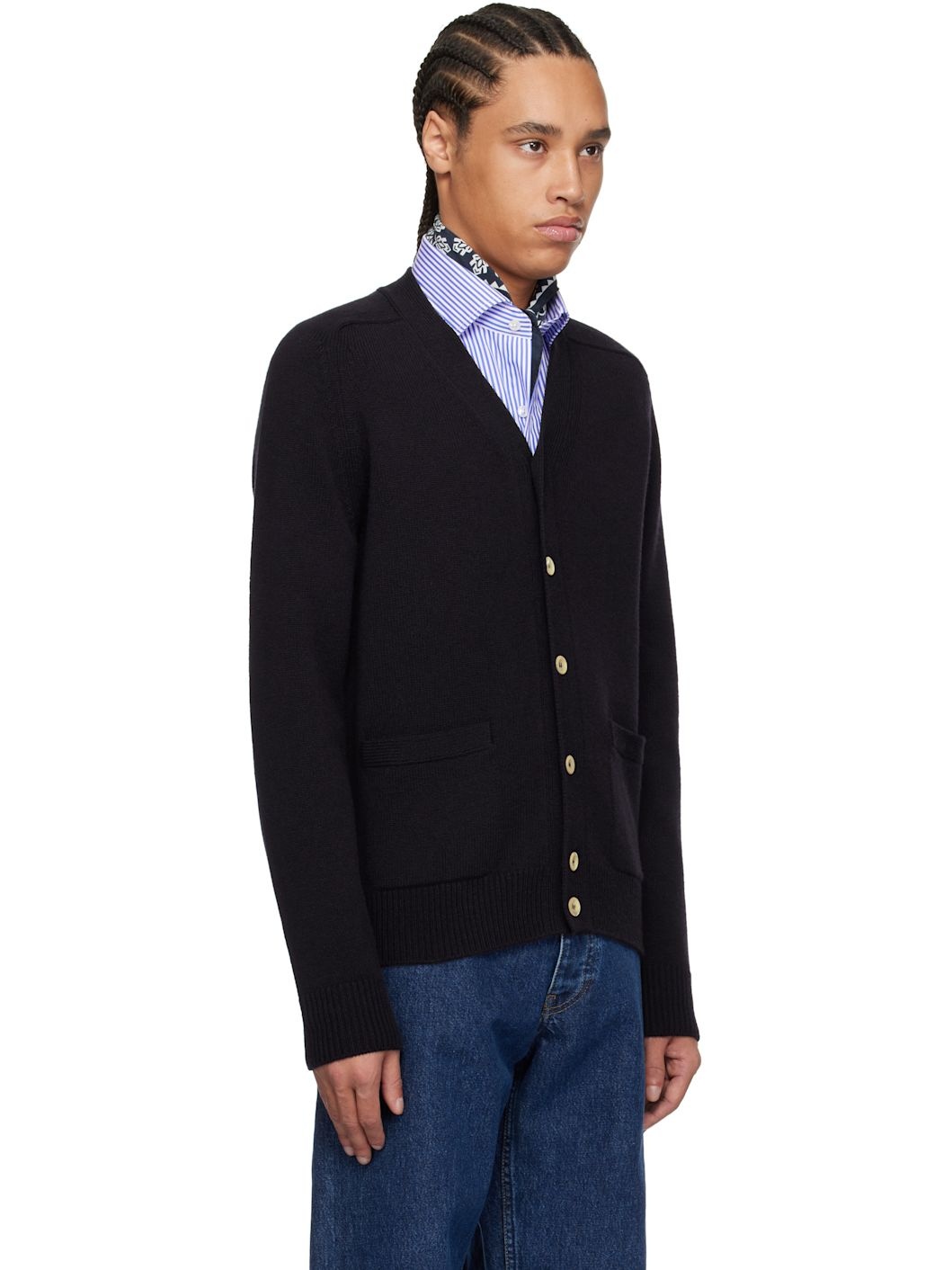 Navy Lambswool 6 Button Cardigan - 2