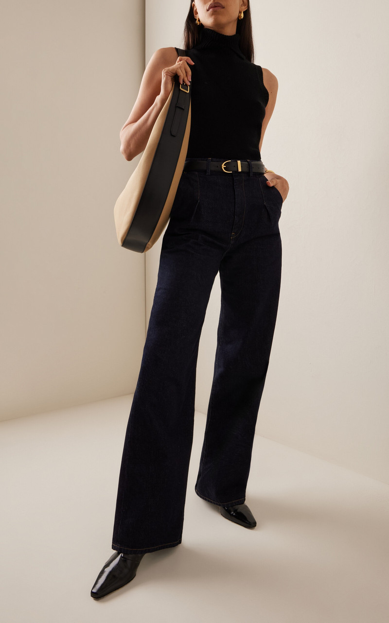 Loulou de Saison Attu Rigid High-Rise Organic Cotton Wide-Leg Jeans dark wash outlook