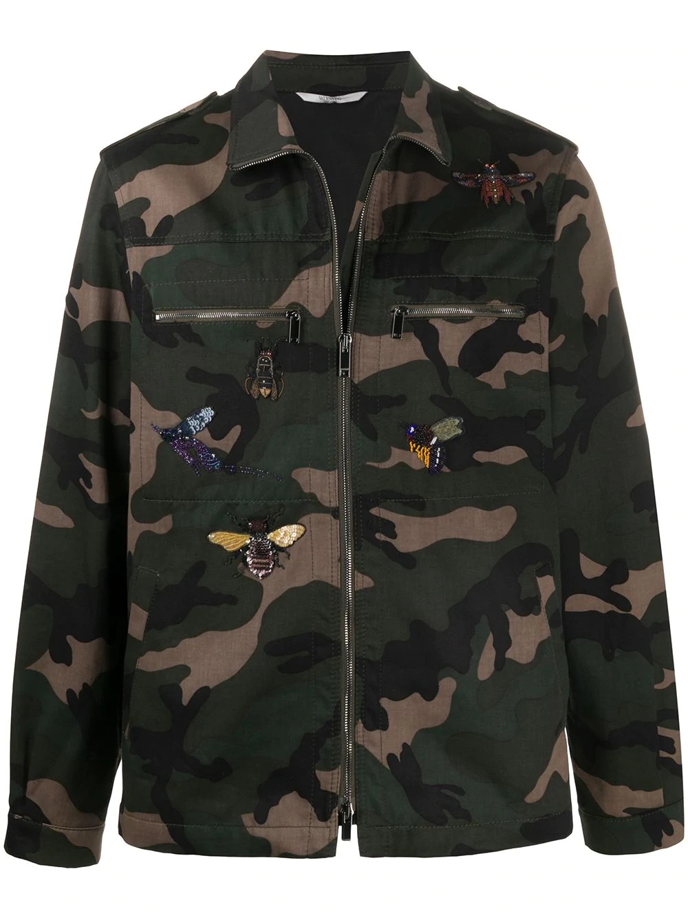 camouflage-print embroidered jacket - 1