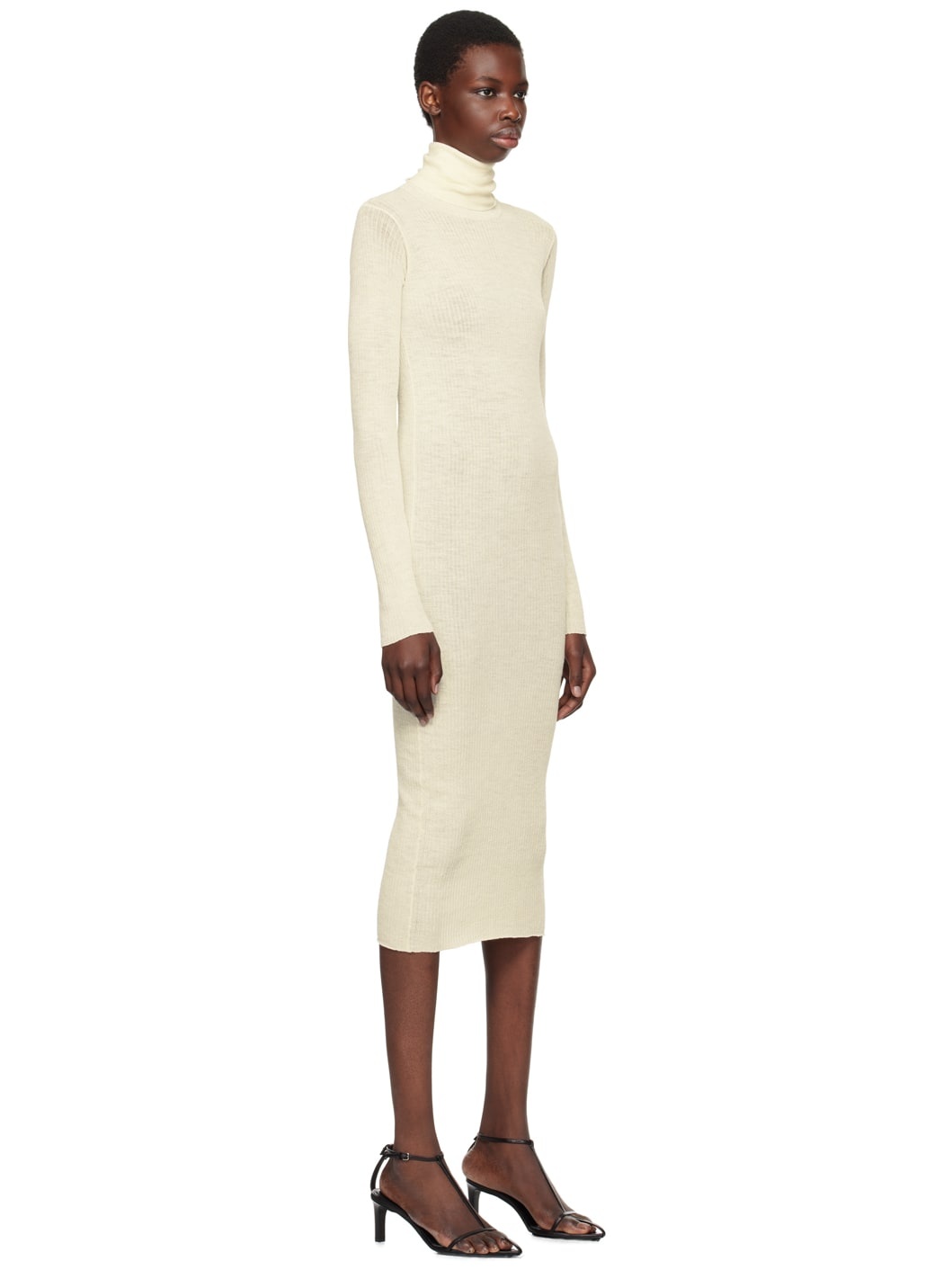 Off-White Ribbed Midi Dress - 2