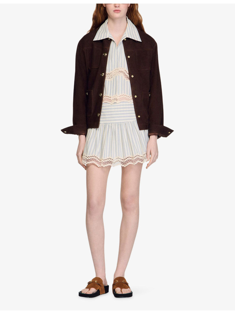 Sandro Striped Contrast-Trim Cotton Skort outlook