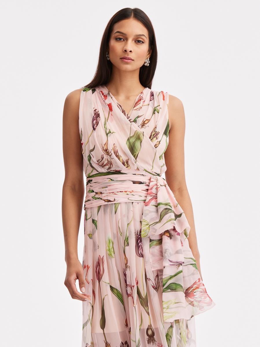 TULIP MANIA CHIFFON WRAP BLOUSE - 1