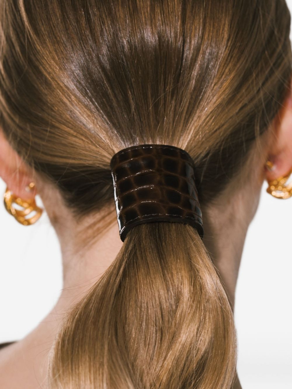 embossed leather hair clip - 4