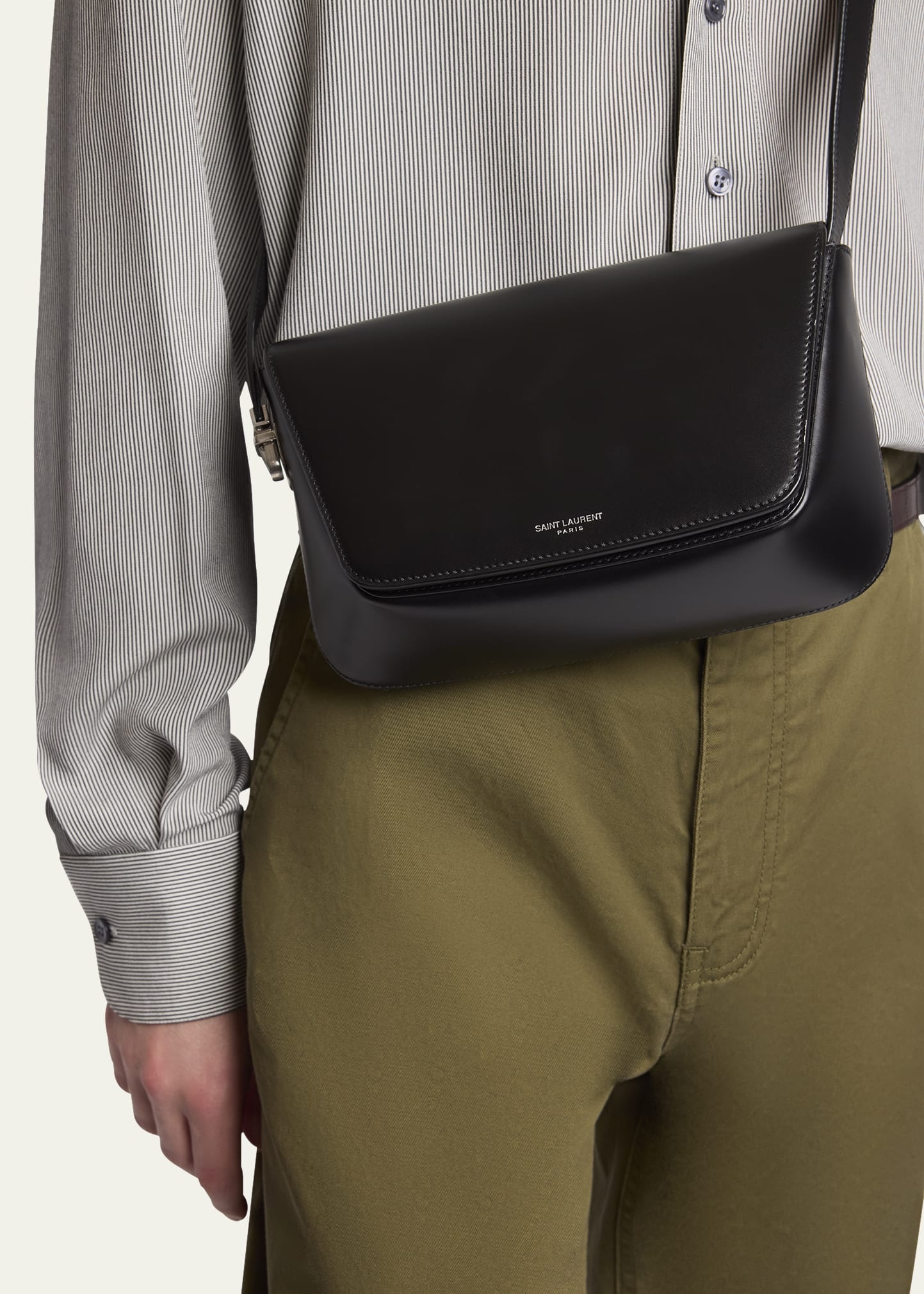 Men's Smooth Leather Crossbody Bag - 2