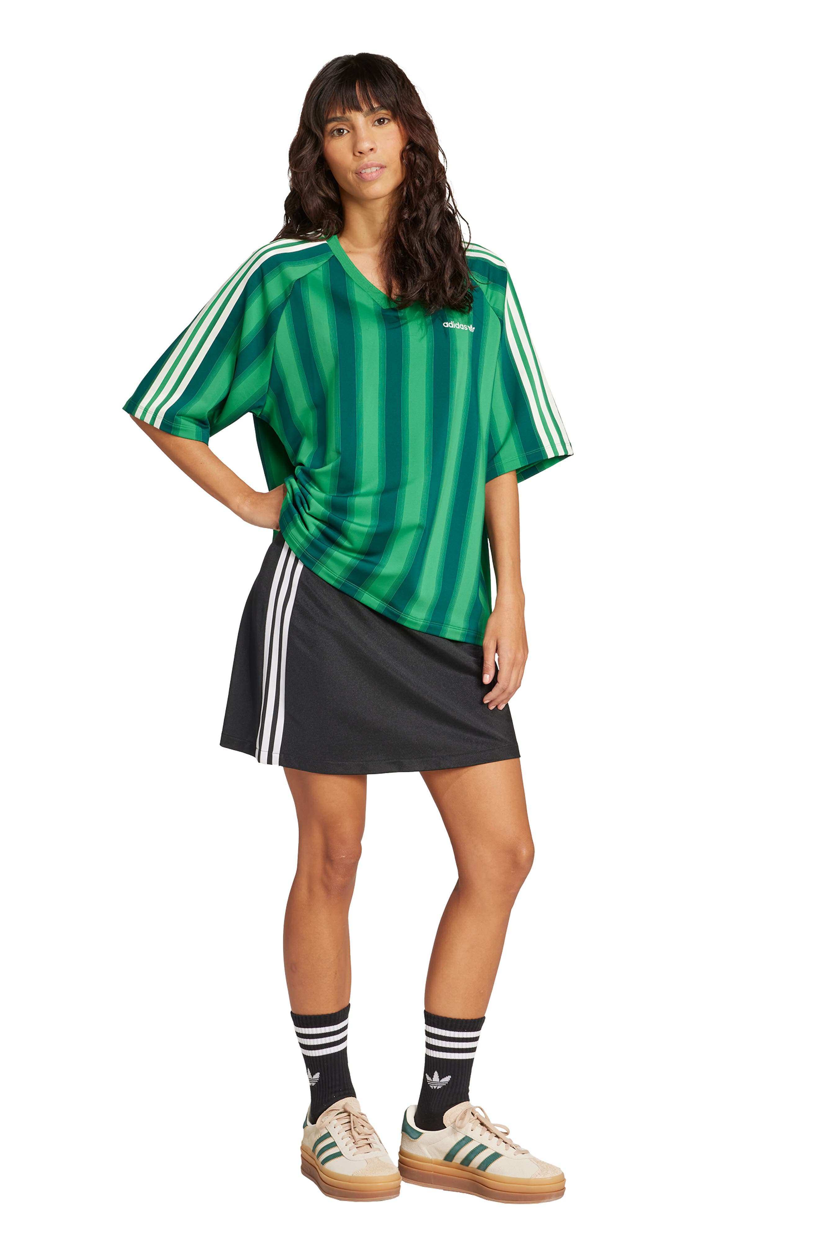 adidas Linear Stripe Jersey T-Shirt in Green at Nordstrom - 5