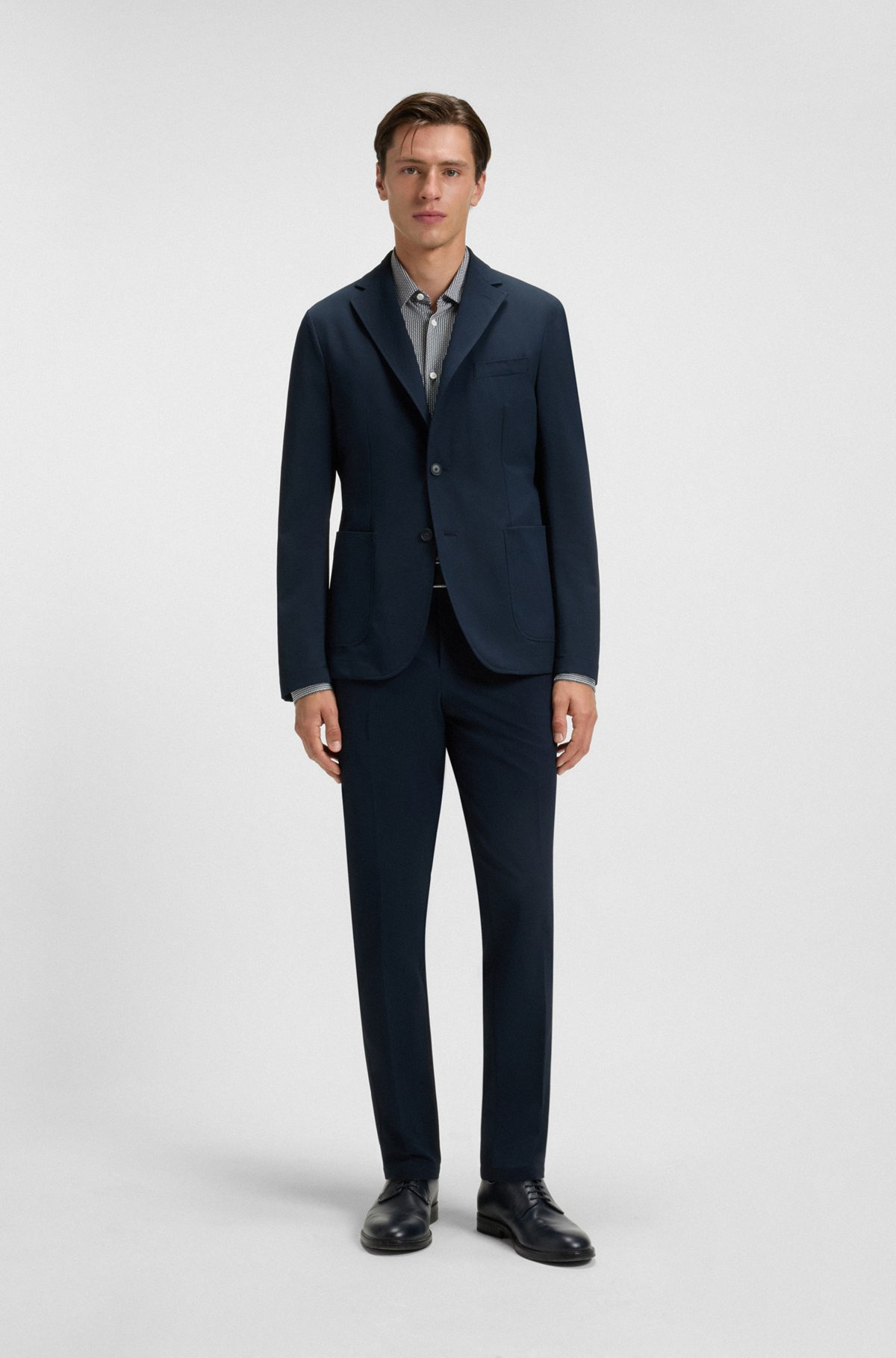 SLIM-FIT SHIRT IN PATTERNED FLEX-WEAVE FABRIC - 4