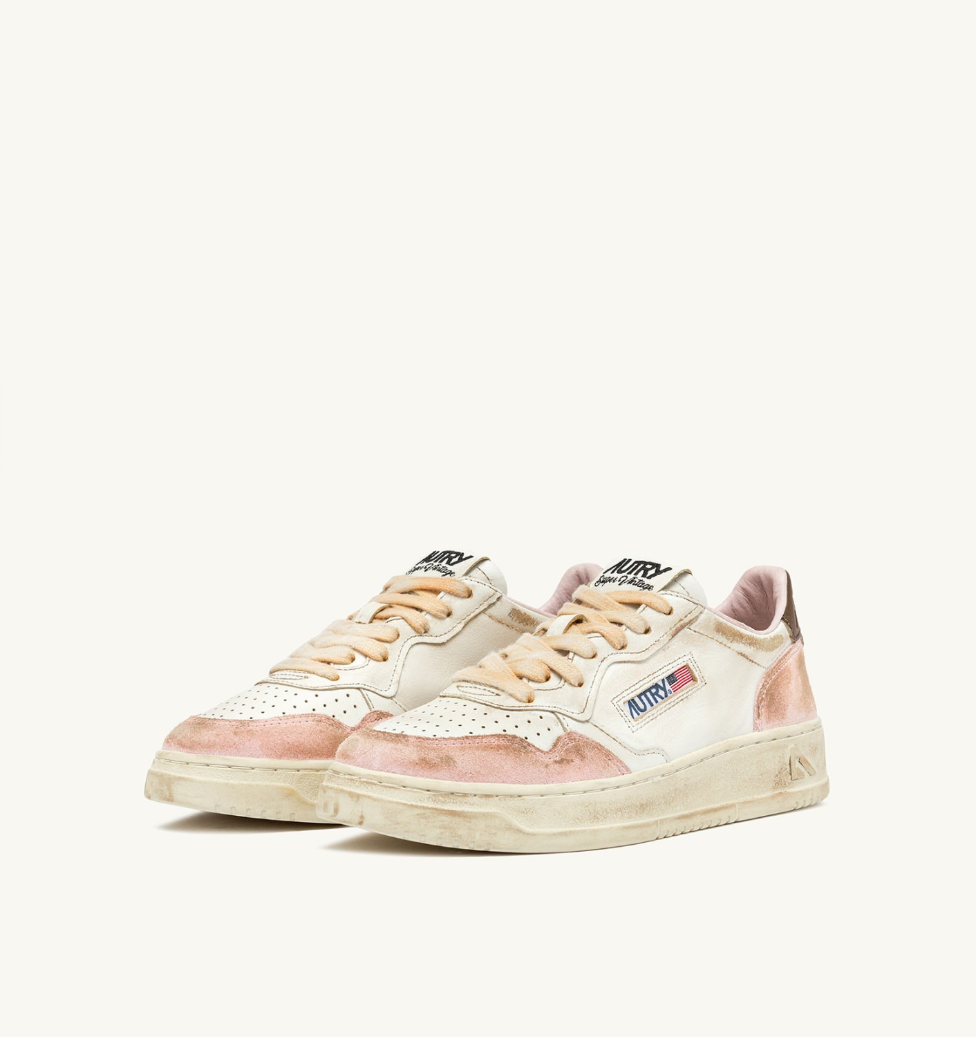 MEDALIST LOW SUPER VINTAGE SNEAKERS IN NUDE AND SEPIA LEATHER SUEDE - 2