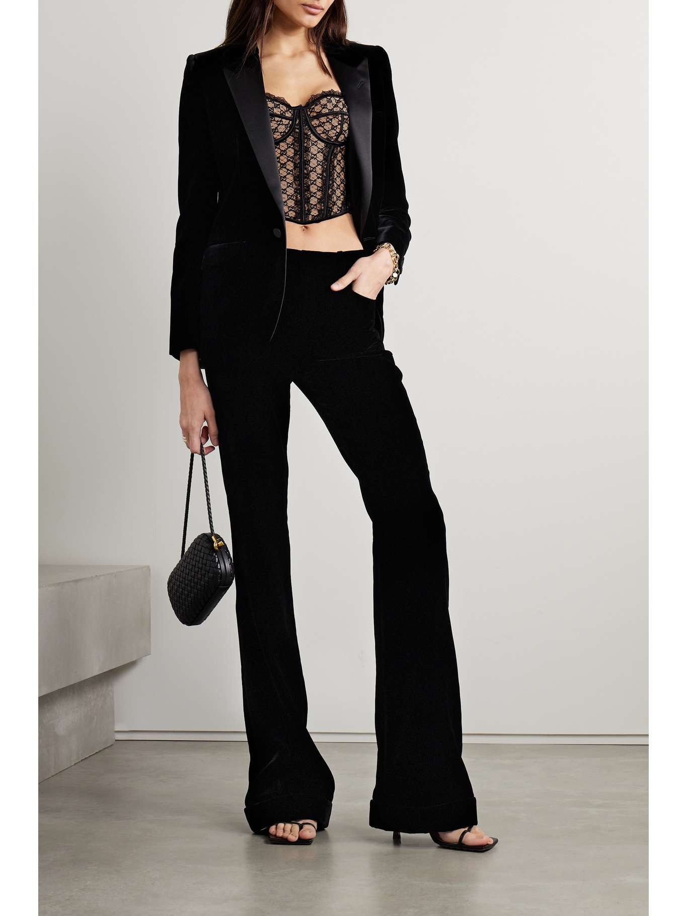 Lace-trimmed embroidered cotton-blend tulle and satin bustier top - 2