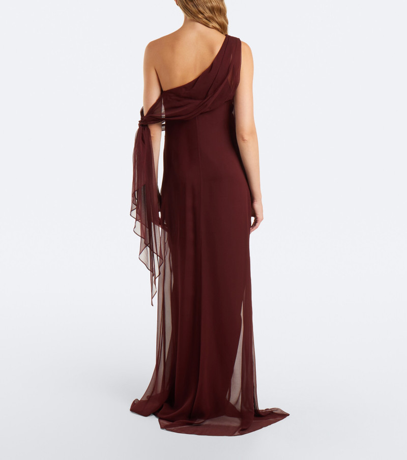 Draped silk chiffon one-shoulder gown 6