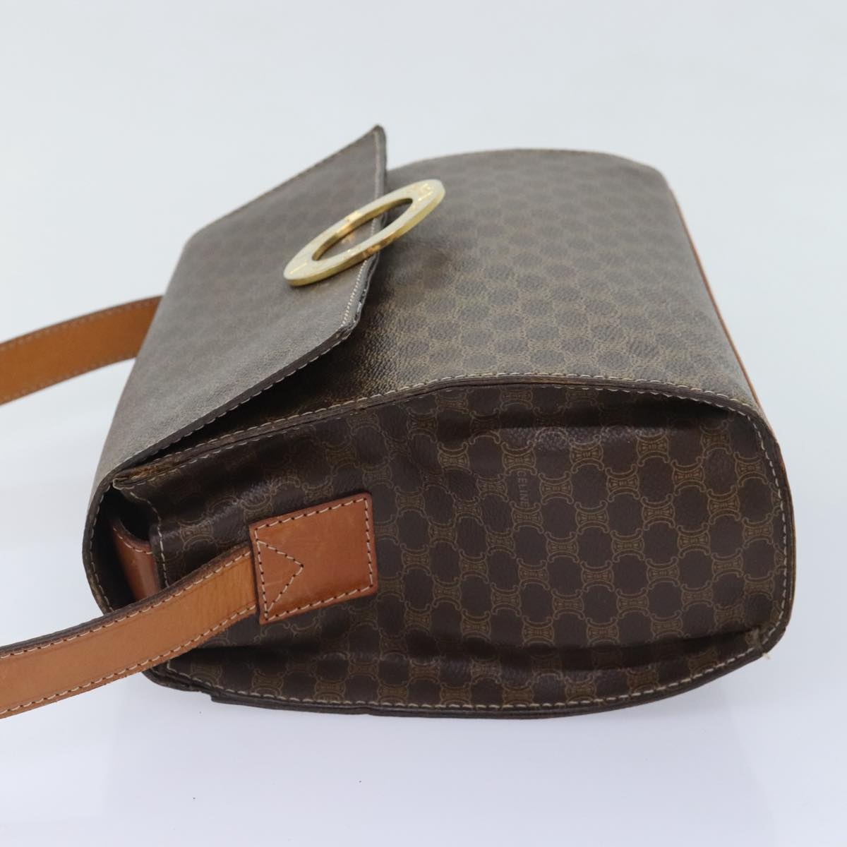 CELINE Macadam Canvas Shoulder Bag Pvc Leather Brown - 4
