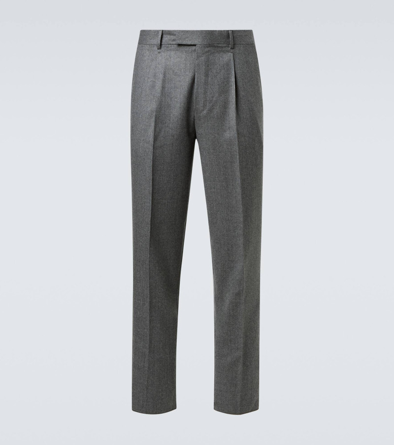Wool flannel straight pants 1