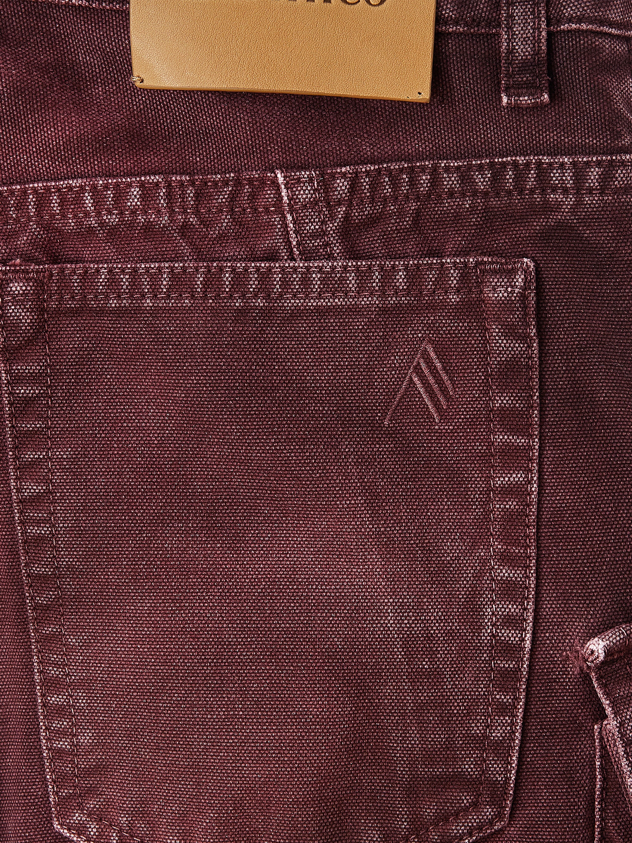 ''FERN'' RED AND BURGUNDY DENIM LONG PANTS - 4