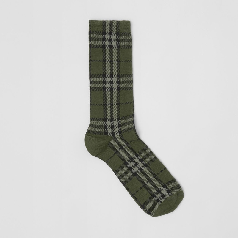 Check Cotton Cashmere Blend Socks 1