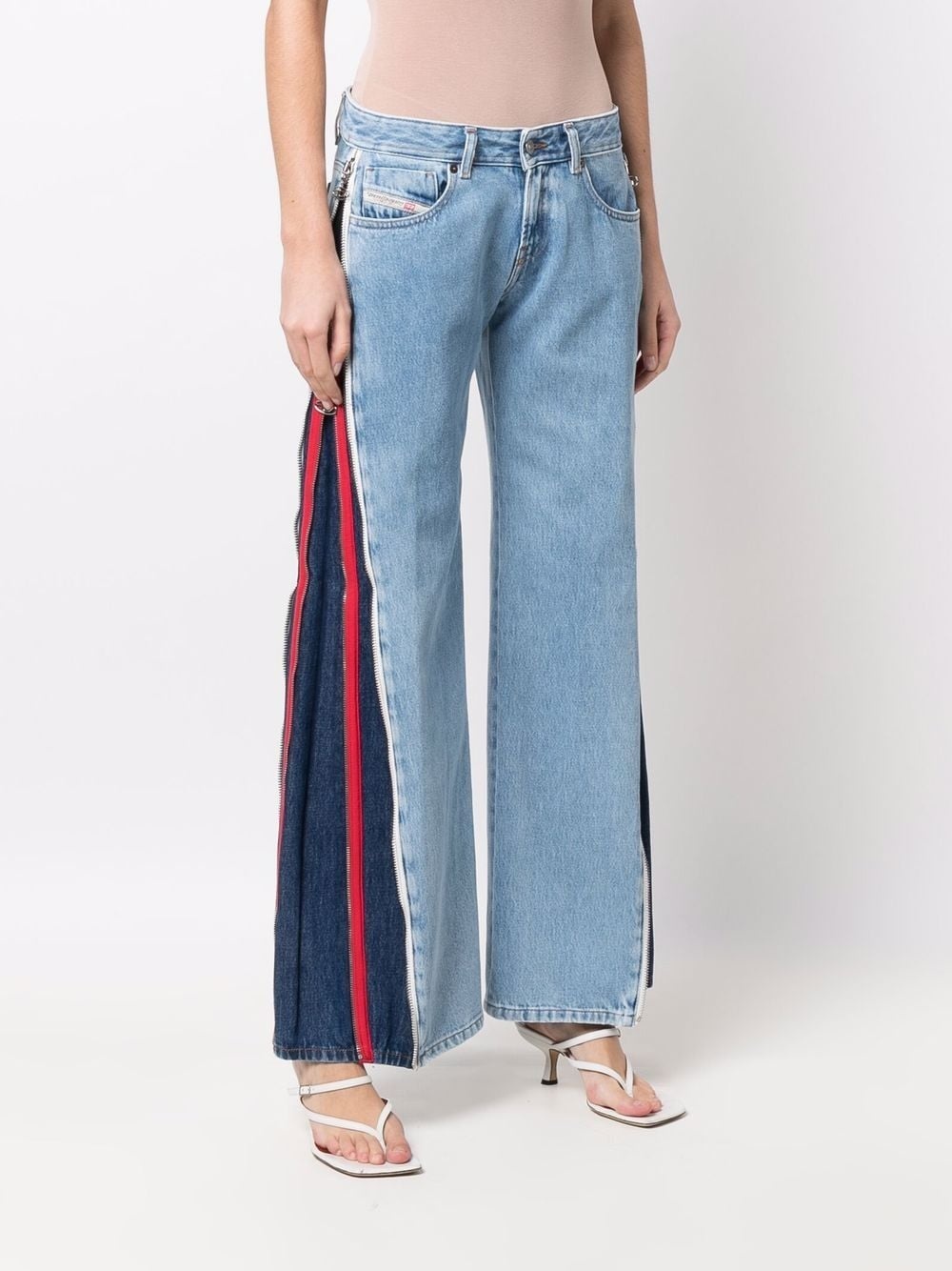 patchwork wide-leg jeans - 3