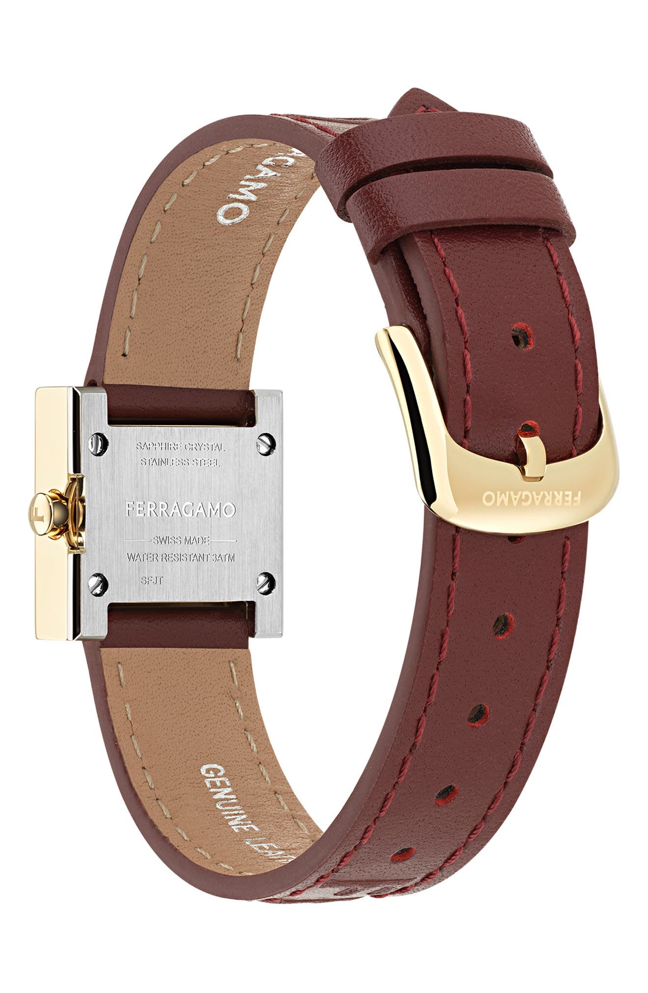 FERRAGAMO Portrait Leather Strap Watch, 20mm in Ip Yellow Gold at Nordstrom - 2