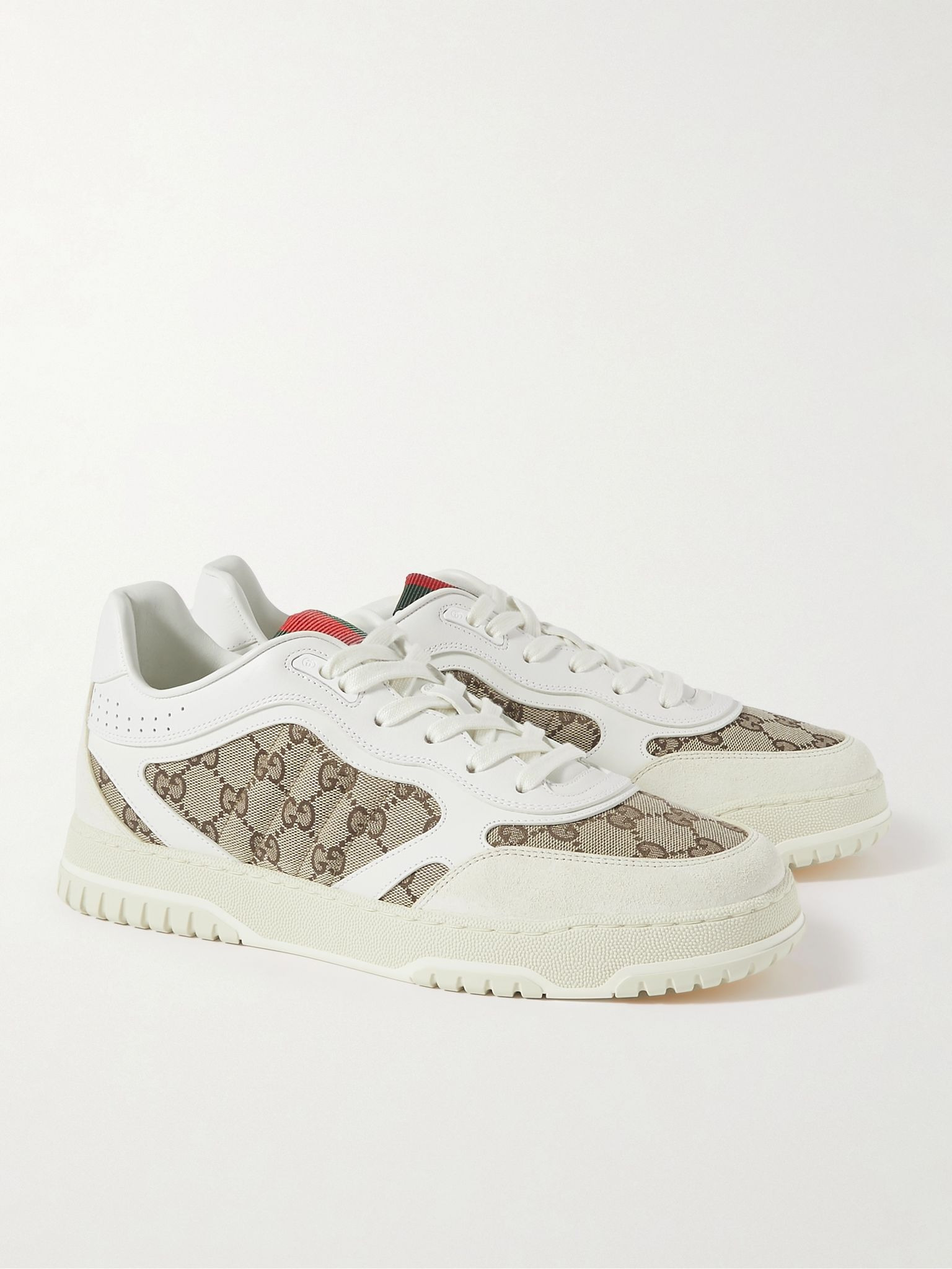 Re-Web Suede and Webbing-Trimmed Canvas and Leather Sneakers Off-white - 4