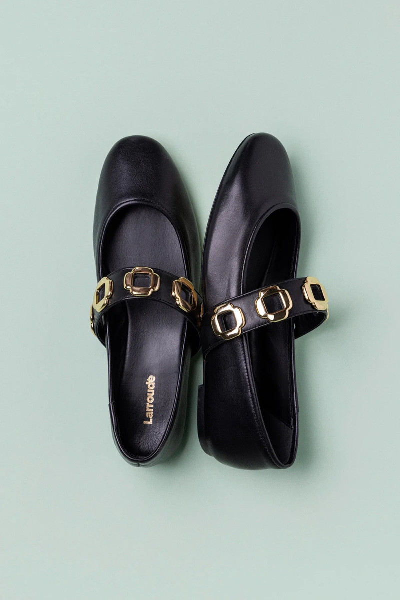 Larroudé Milan Ballet Flat In Black Leather outlook