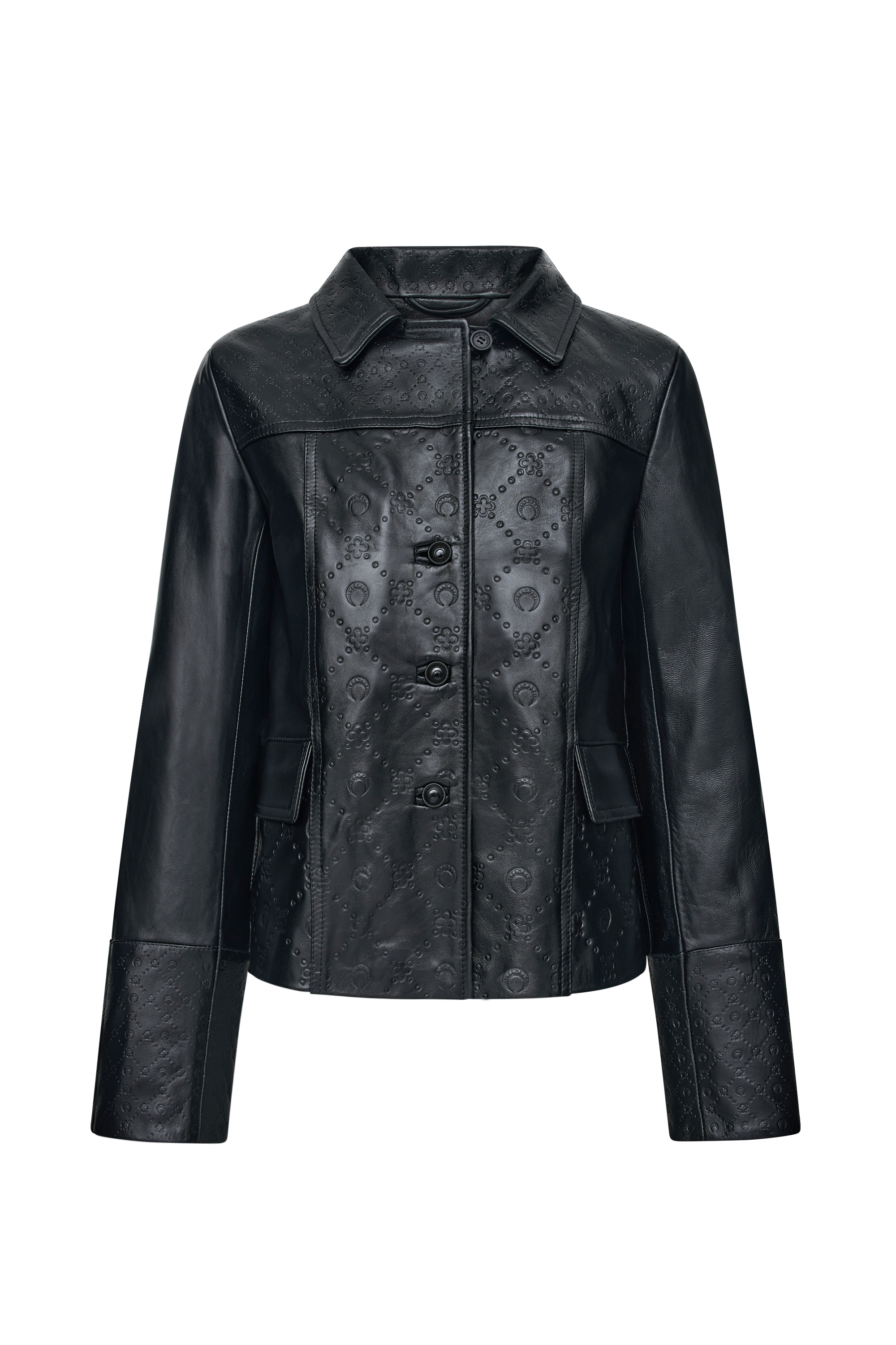 Moonogram Embossed Leather Boxy Jacket - 1