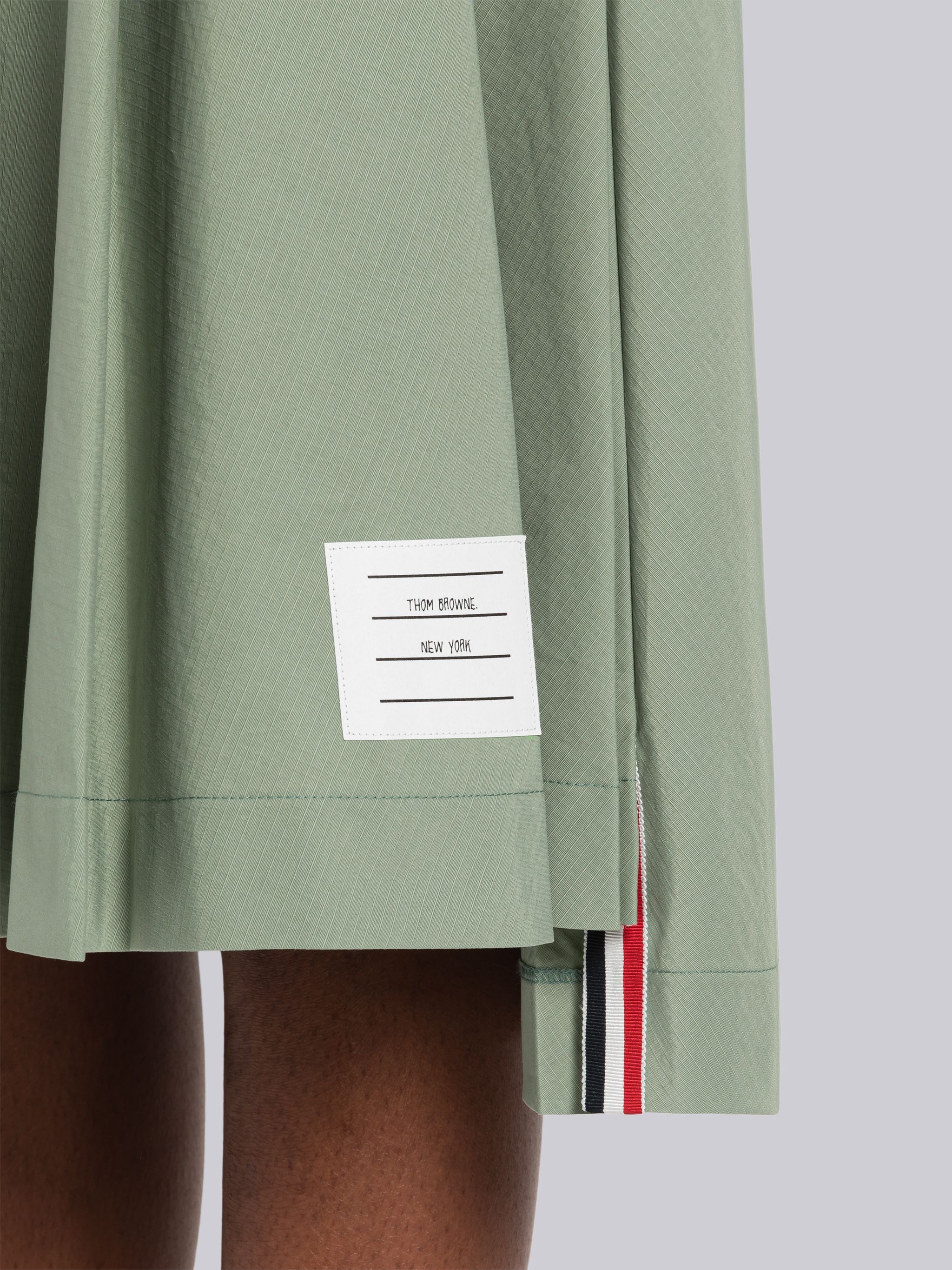 Ripstop Lace Up Pleated Knee Length Skirt - 5