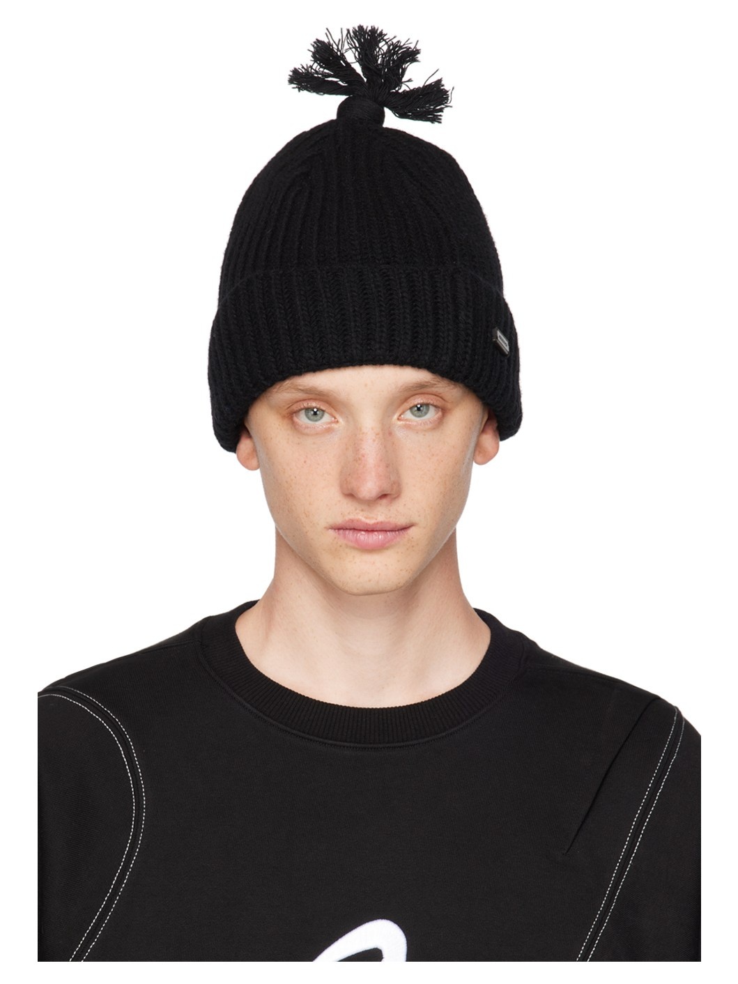 Black Pom-Pom Beanie - 1