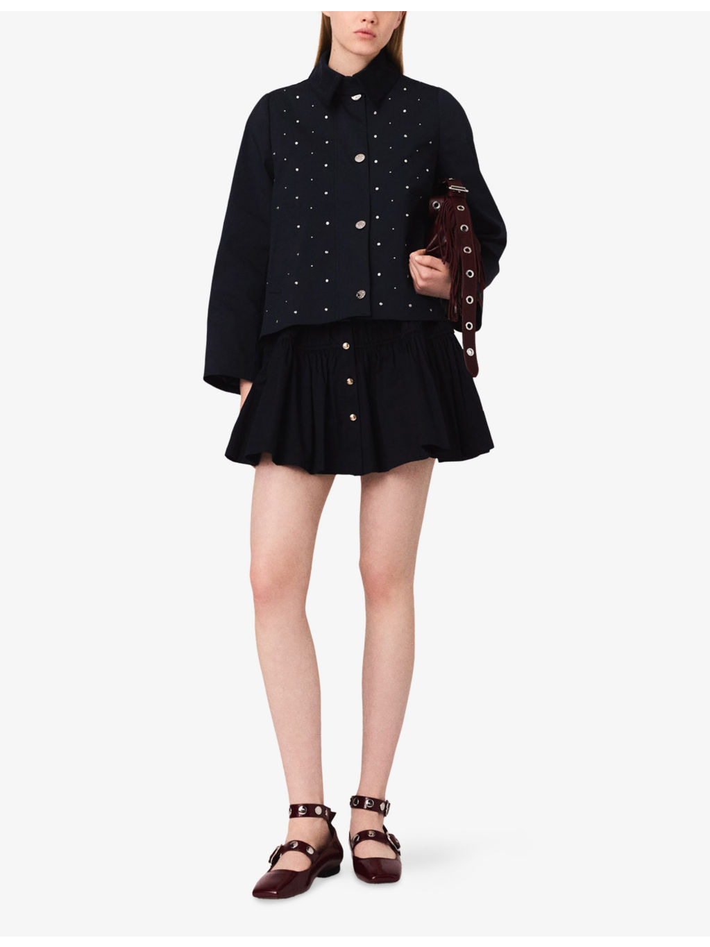Stud-Embellished Corduroy-Collar Stretch Cotton-Blend Jacket - 2