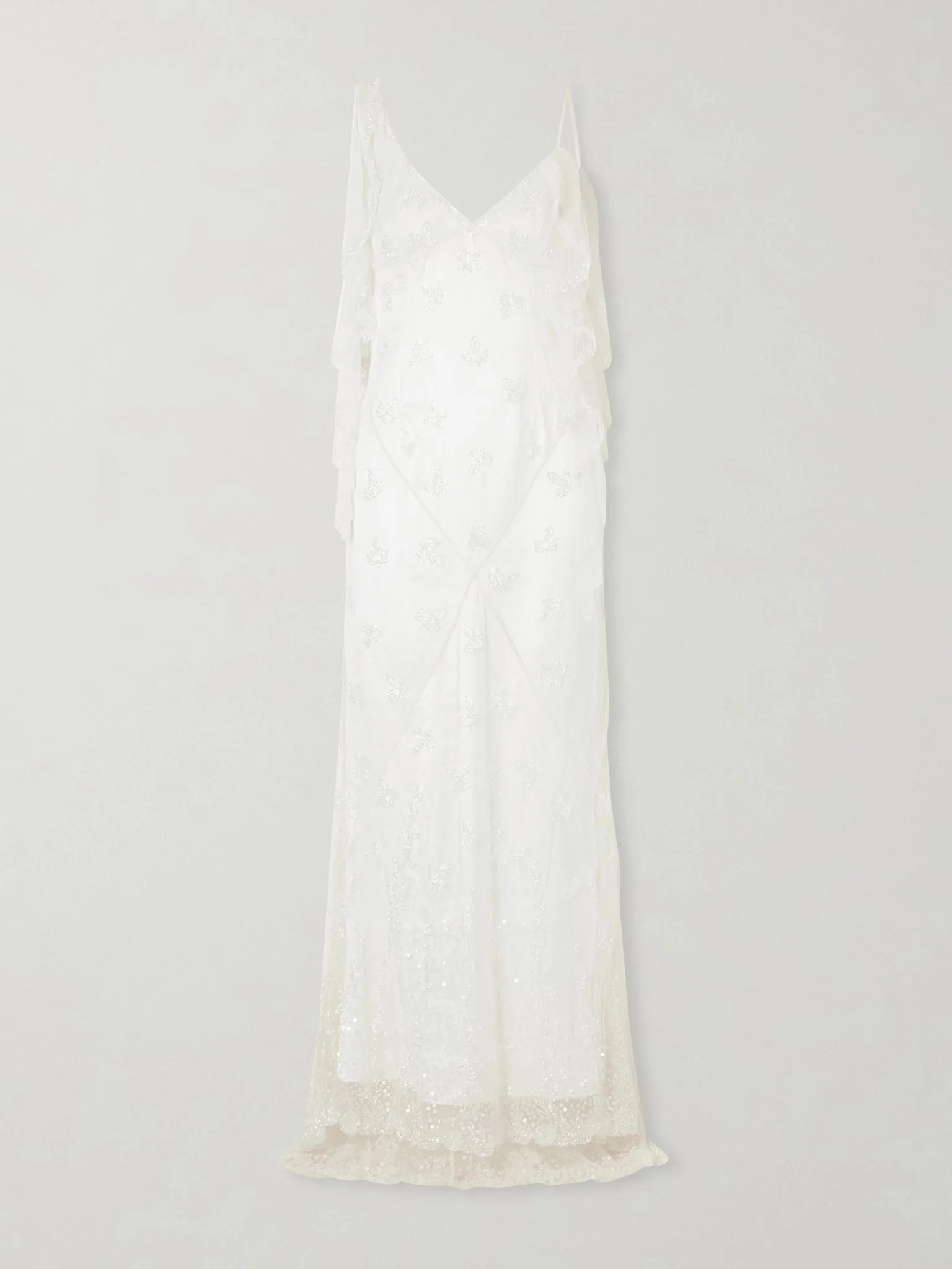 Freya embellished draped tulle gown White - 1
