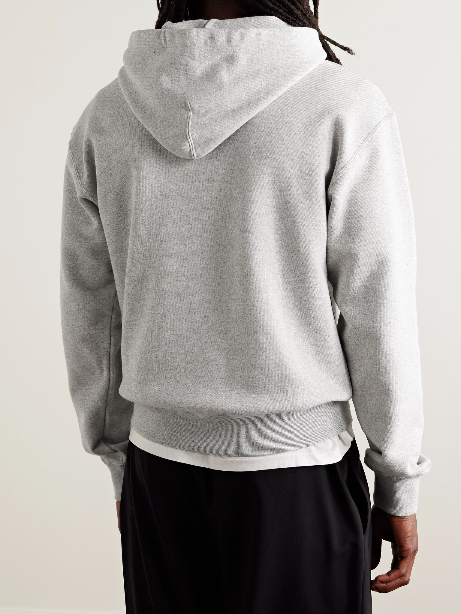 Logo-Print Cotton-Jersey Hoodie Gray - 3