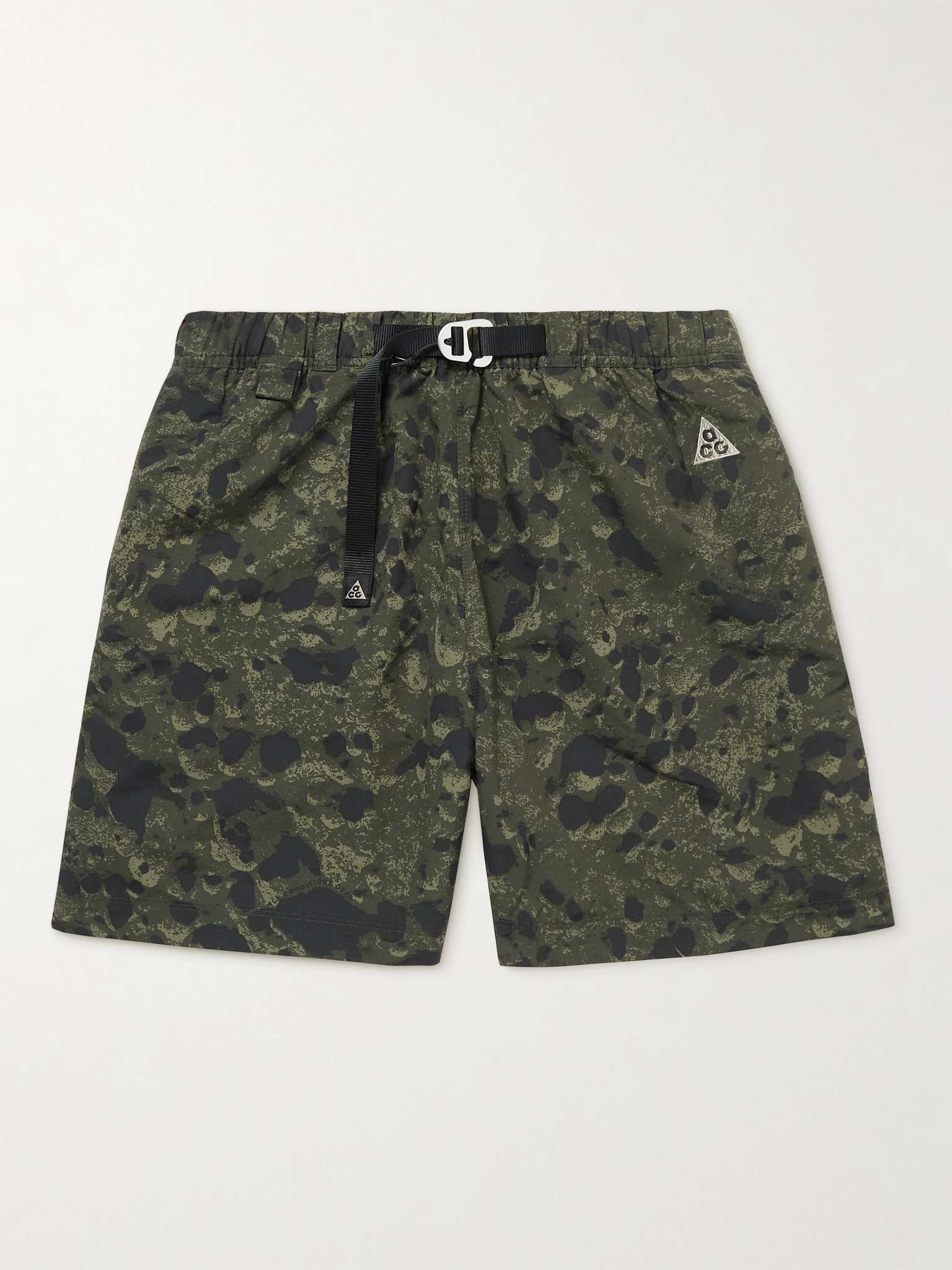 NRG ACG Wide-Leg Camouflage-Print Belted Nylon Shorts - 1