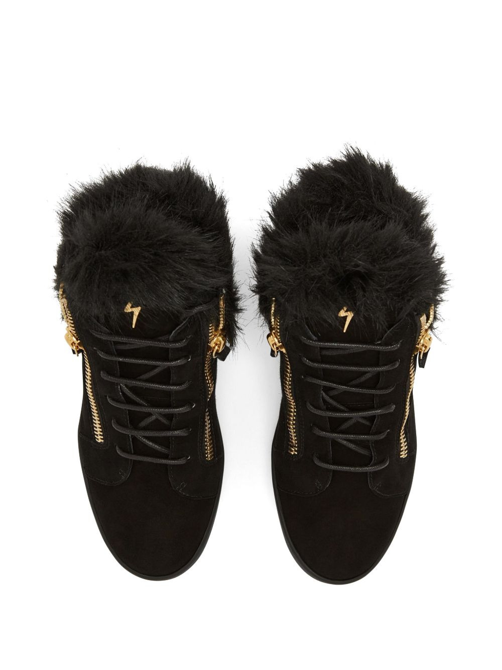 Kriss fur-trimmed zip-up sneakers - 4