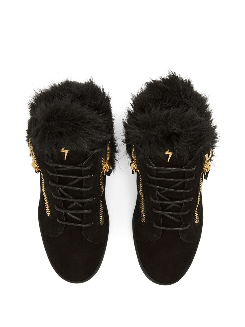 Kriss fur-trimmed zip-up sneakers 4