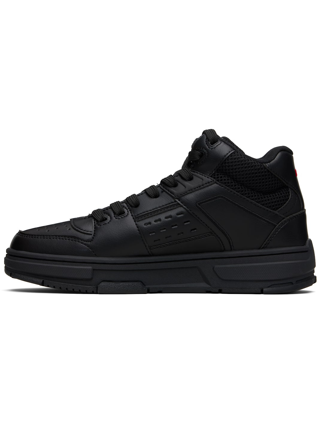 Black Faux-Leather High-Top Sneakers - 3