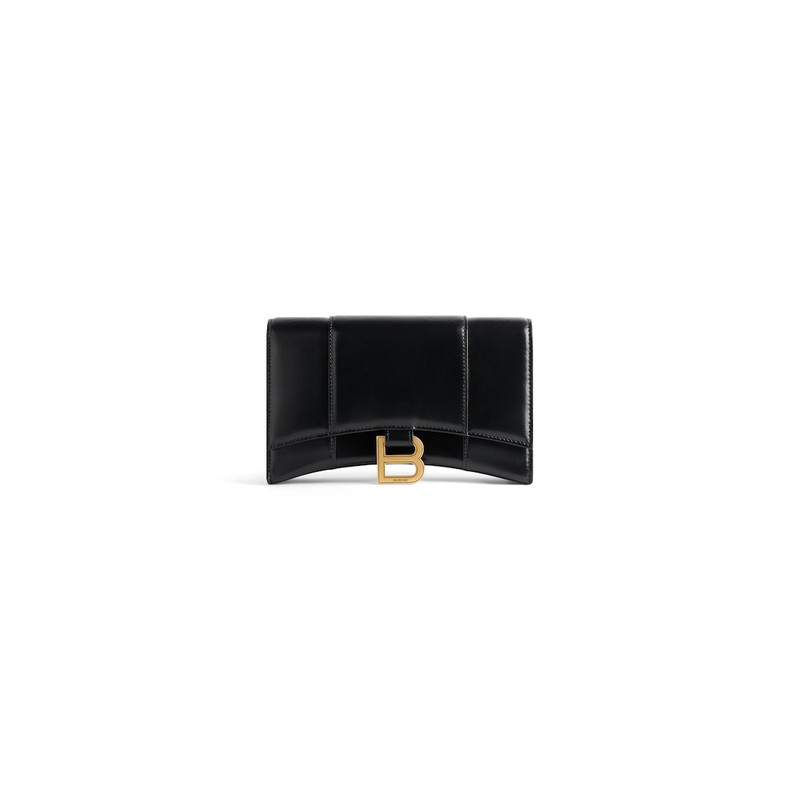 Women's Hourglass Wallet On Chain Box in Black 4