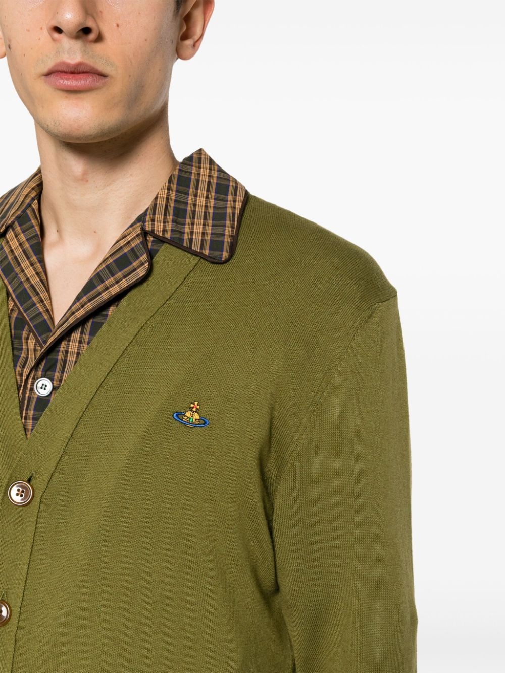 Orb-embroidered V-neck cardigan - 5