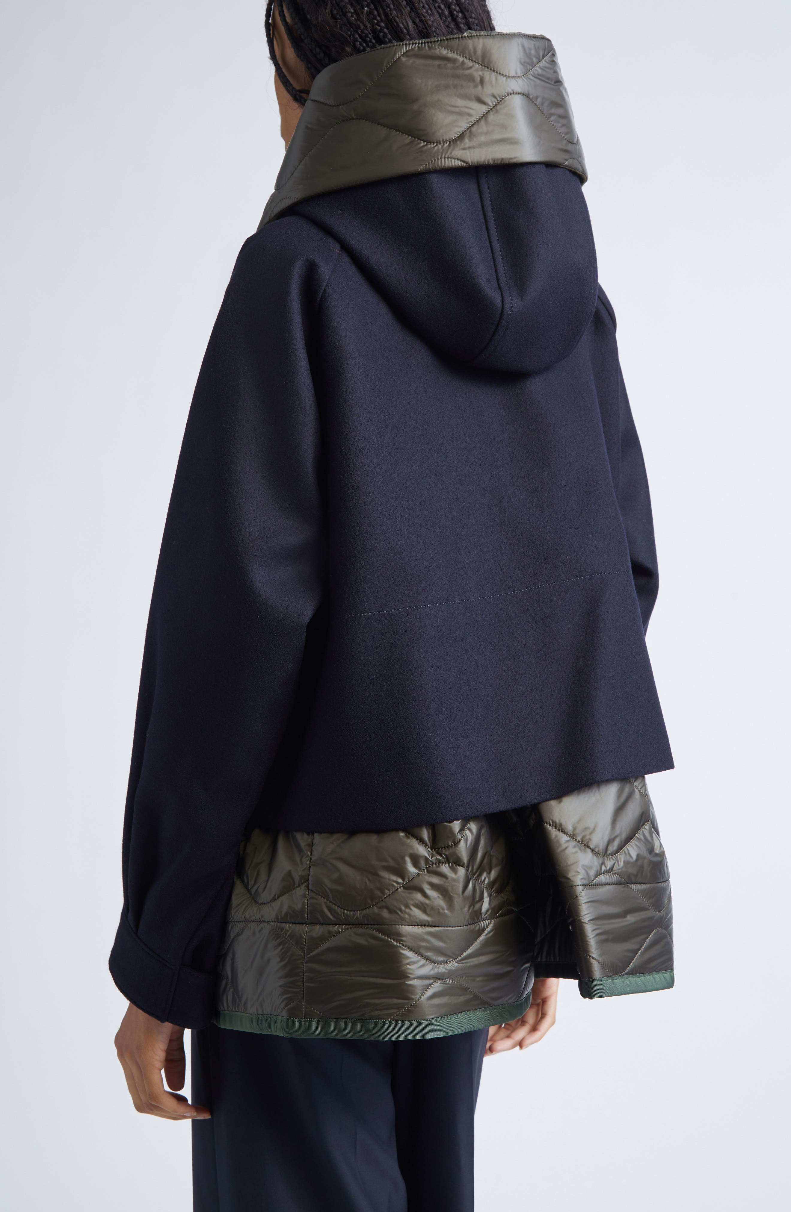 Sacai Mixed Media Blouson Jacket in Navy/Khaki at Nordstrom - 3