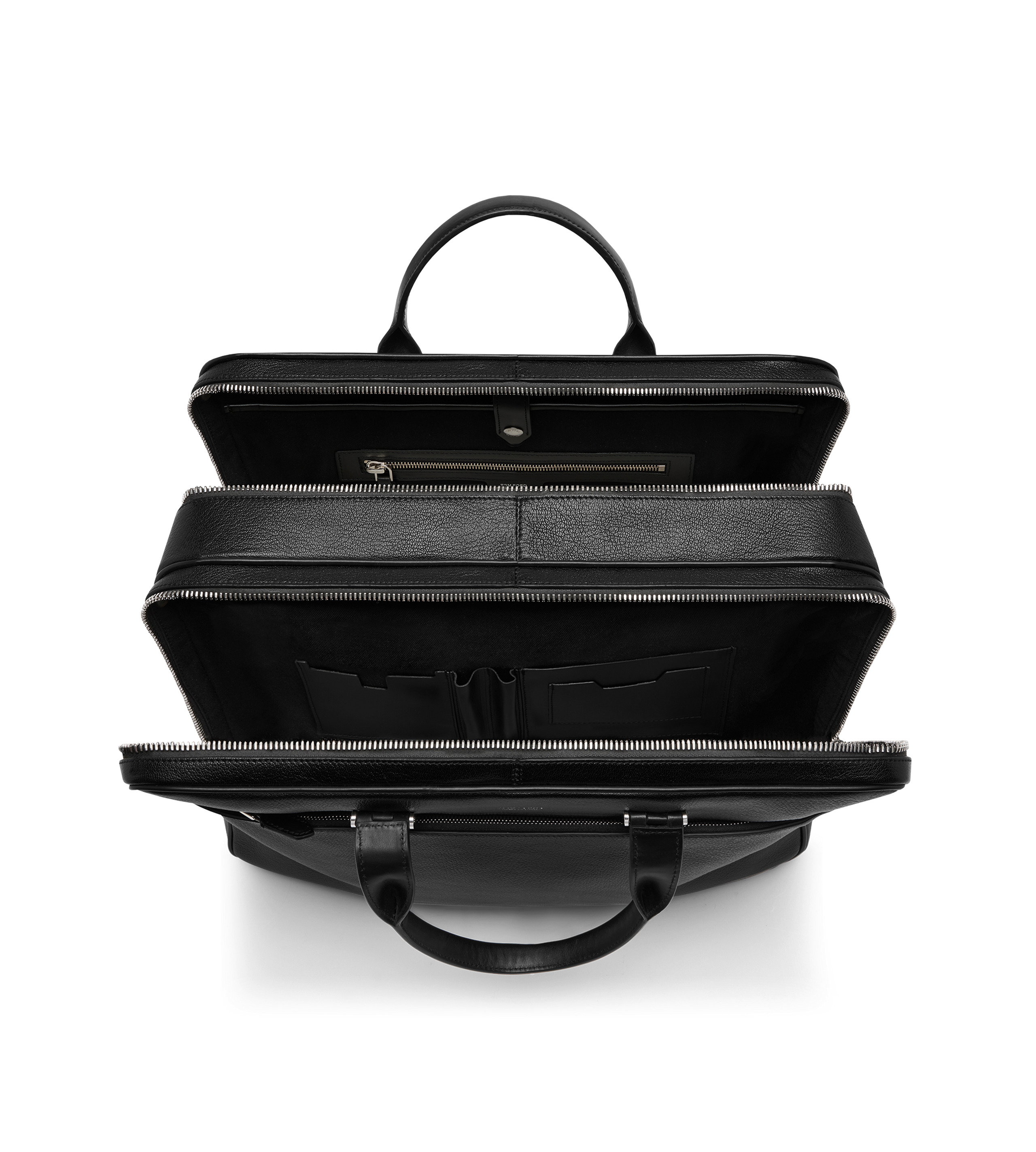 GRAIN LEATHER DOUBLE ZIP BRIEFCASE - 4