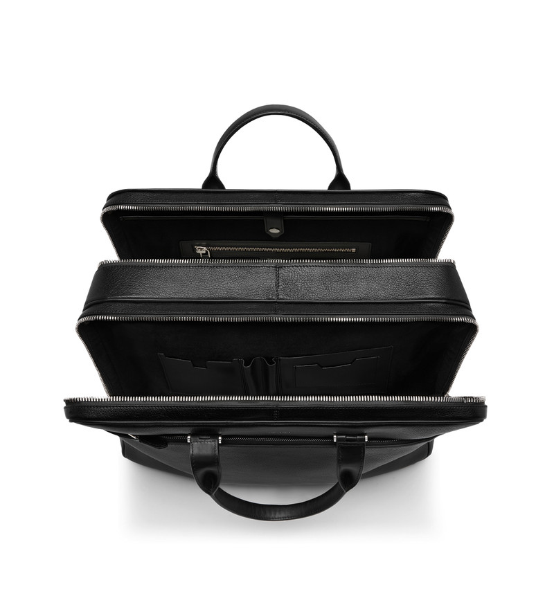 GRAIN LEATHER DOUBLE ZIP BRIEFCASE 4