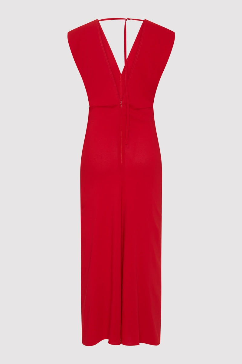 ST. AGNI Plunge Drape Dress - Rosso outlook