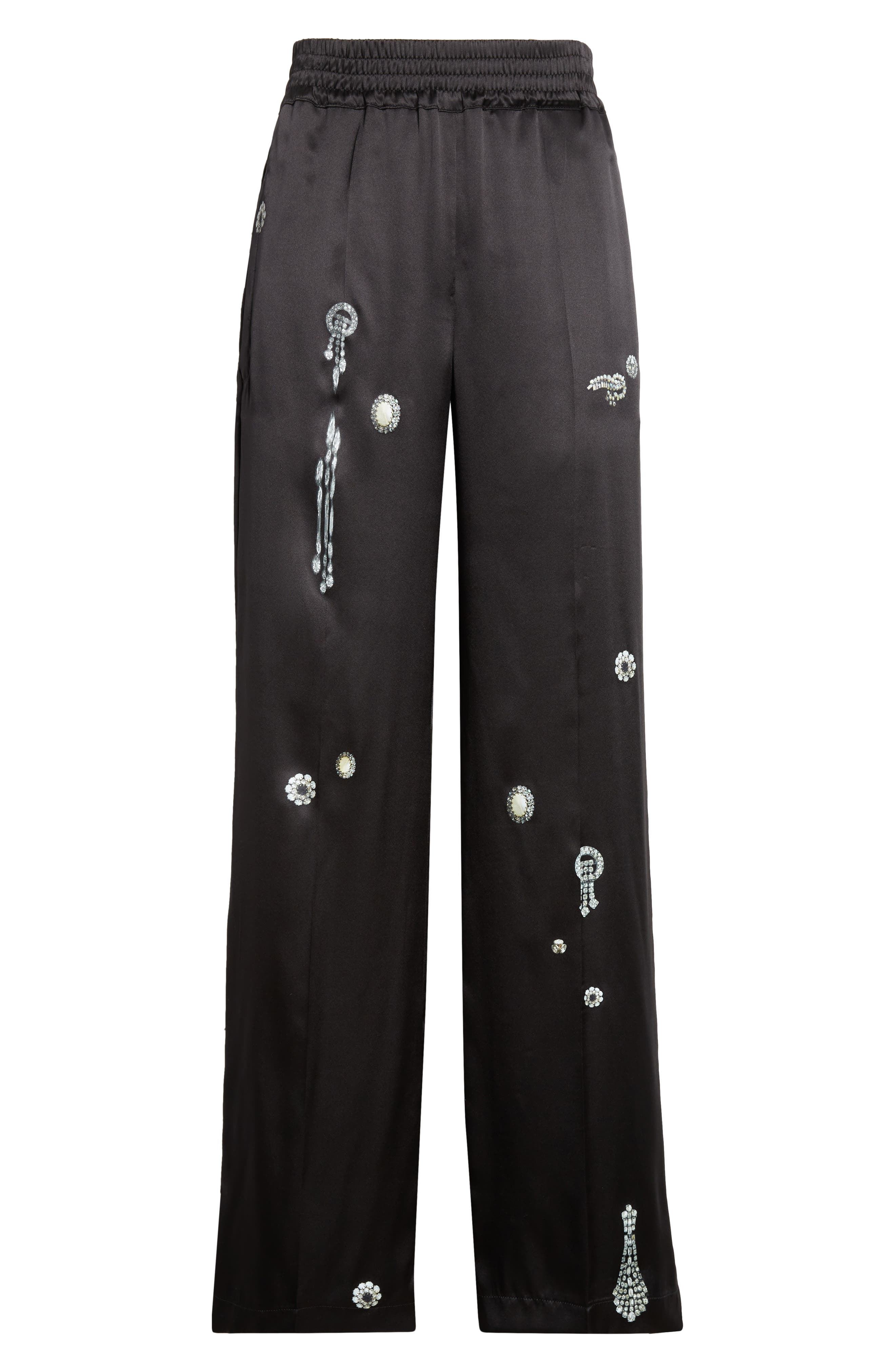Victoria Beckham Crystal Print Silk Pajama Pants in Black at Nordstrom - 5