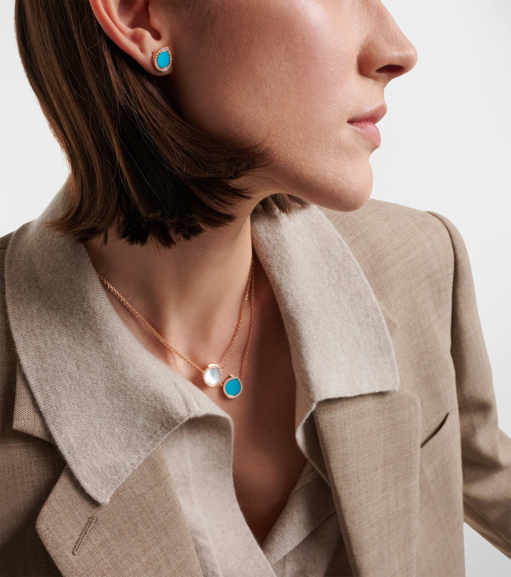 Antifer 18kt rose gold single earring with turquoise and diamonds - 2