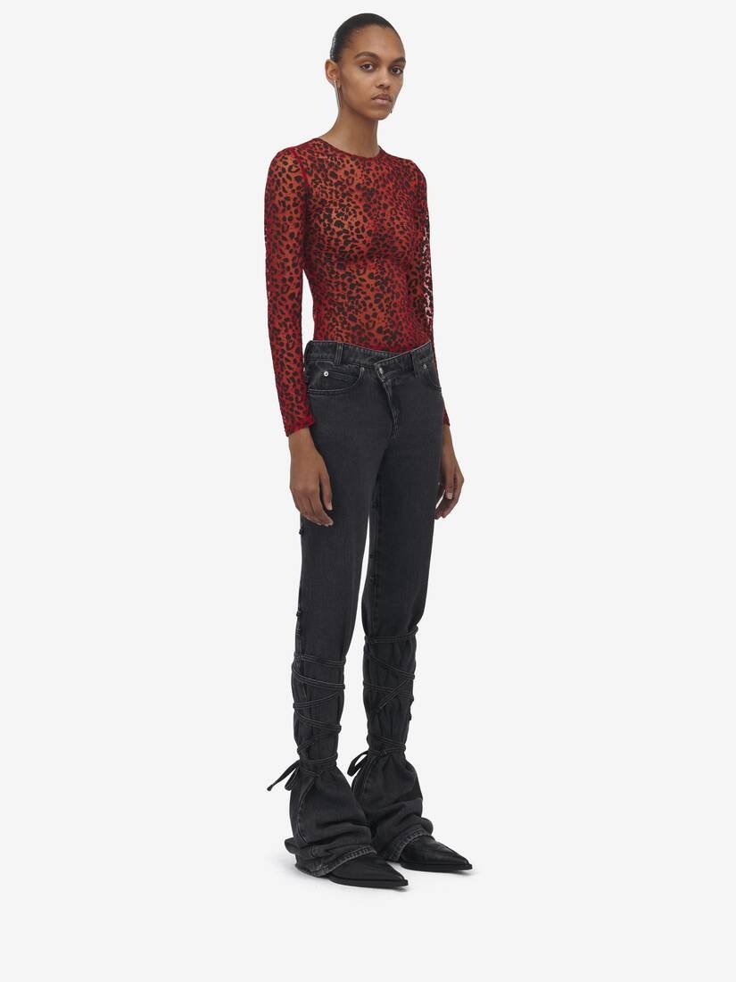 Tシャツ・カットソー alexander mcqueen Alexander McQueen Leopard Devore Top Alexander McQueen Leopard Devoré Top | REVERSIBLE