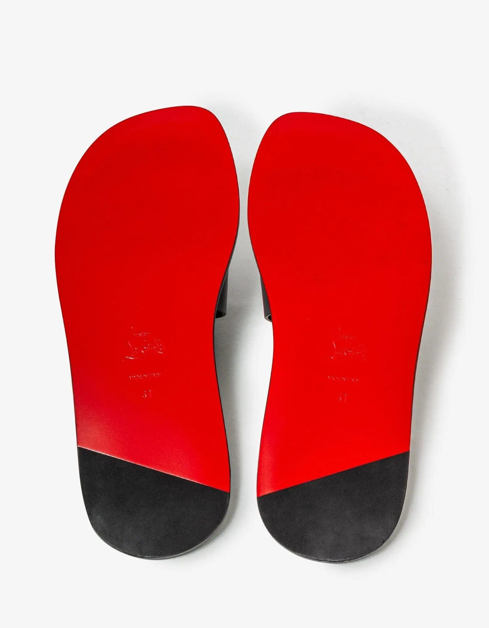 Christian Louboutin Coolraoul Grey Leather Slide Sandals - 6