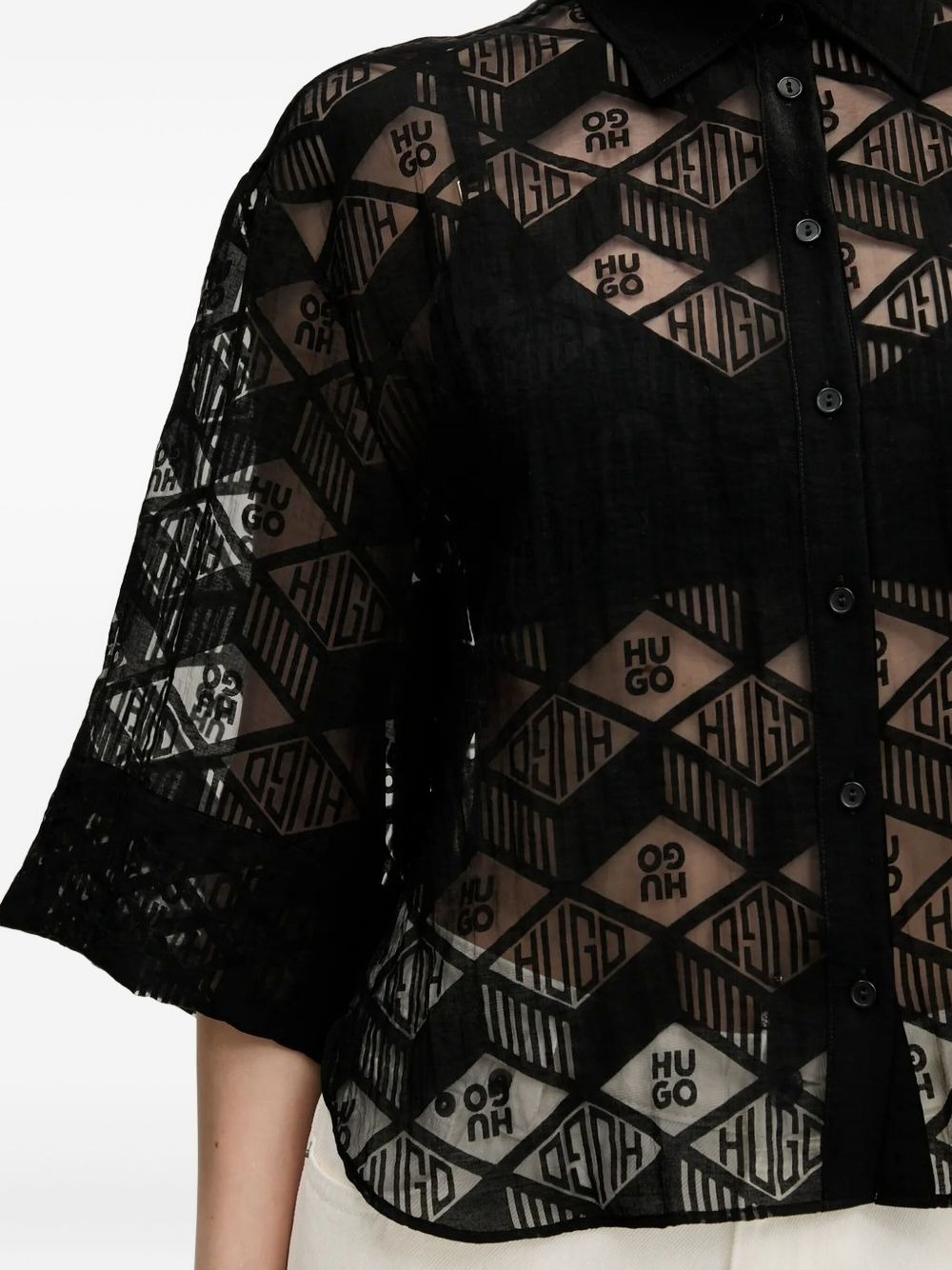 logo sheer blouse - 4