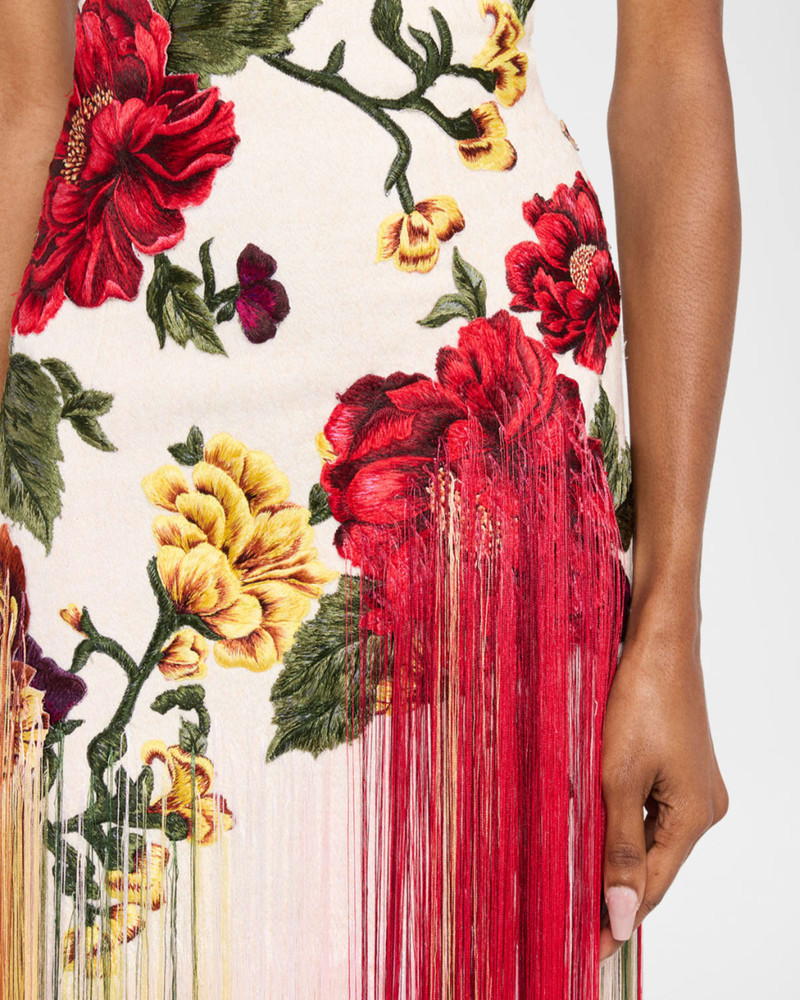 Halter Neck Embroidered Tulle Gown 5