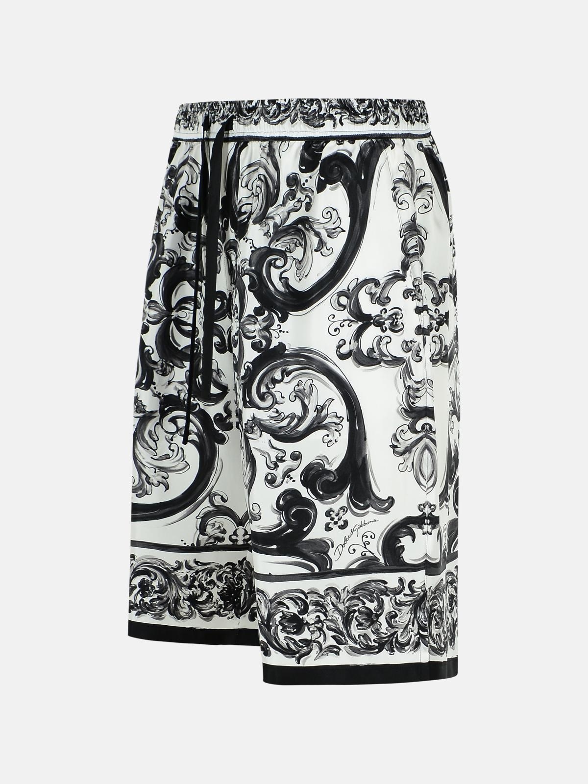'MAIOLICA' BLACK SILK BERMUDA SHORTS - 2