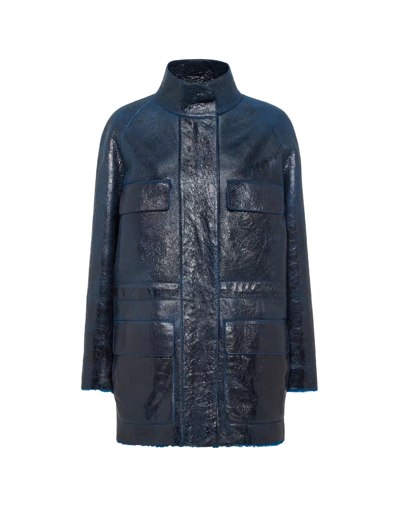 Shearling jacket with laminated effect - 1