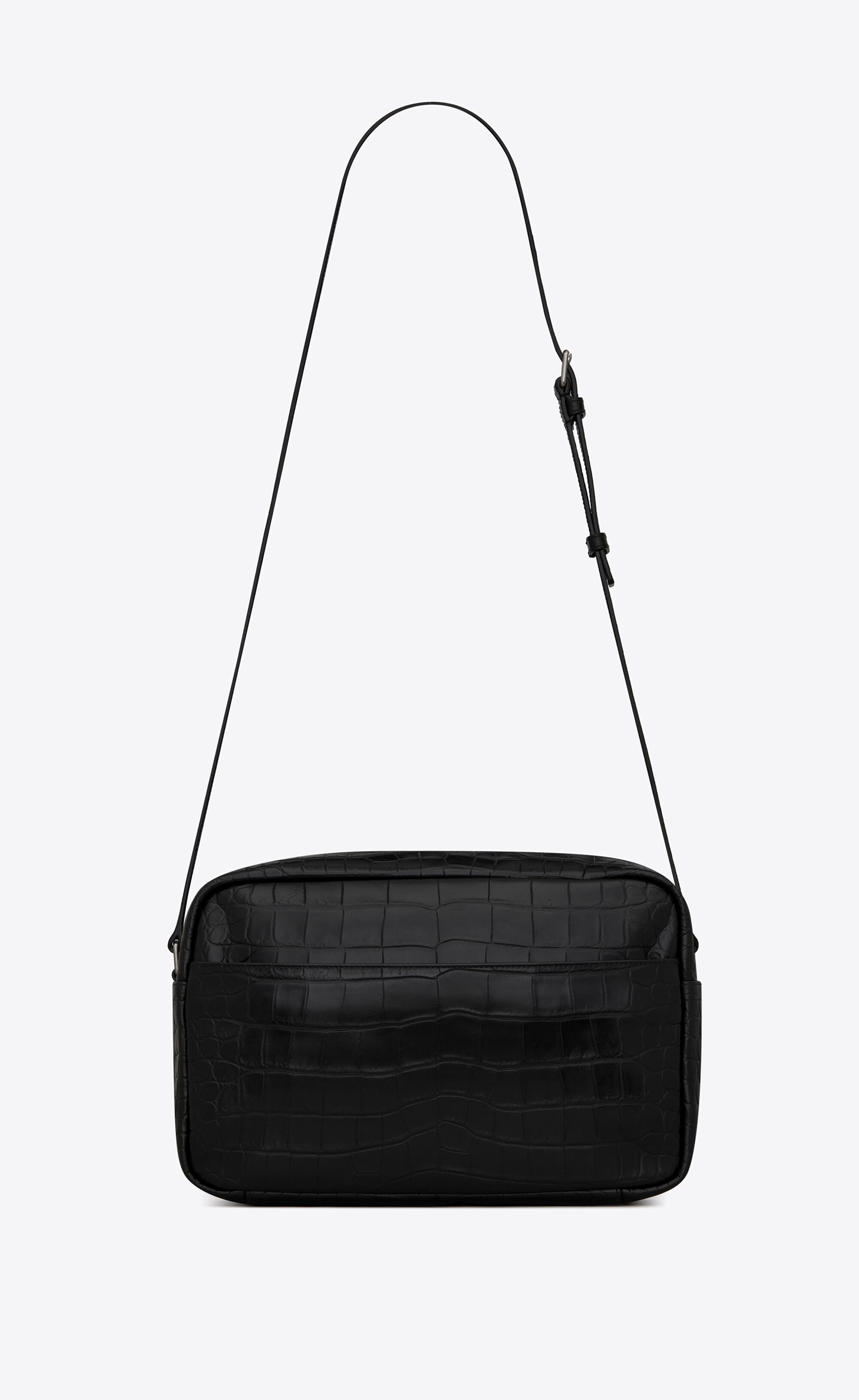 sid thin messenger bag in crocodile-embossed matte leather - 2