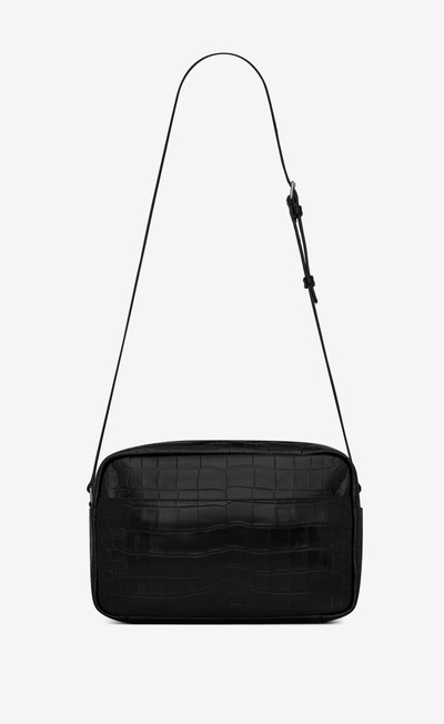 SAINT LAURENT sid thin messenger bag in crocodile-embossed matte leather outlook